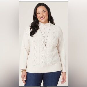 NWT democracy long roll sleeve funnel neck popcorn stitch front plus 2X 🌸🌺🌹G